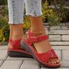 New 2025 Plus Size Casual Fishmouth Sandals Roman Style Sandals Women's Outer Wear Velcro Shoes