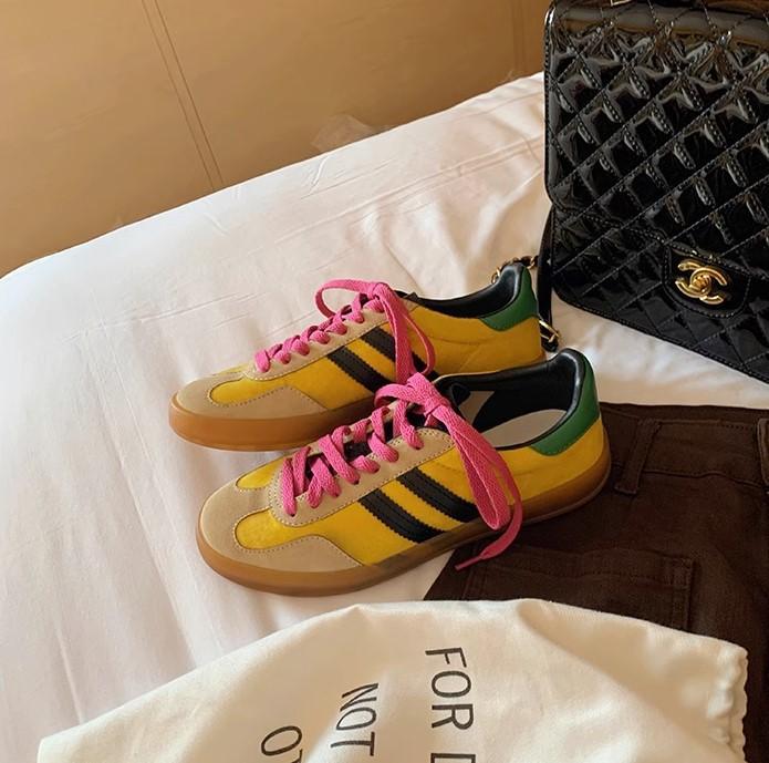 

Кожаные ретро немецкие тренировочные кроссовки женские 2025 весна новые удобные спортивные и повседневные туфли на плоской подошве с круглым носком кеды Форрест Гамп 40