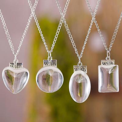 Dandelion Oval Crystal Glass Pendant Necklace - High-End Gemstone Jewelry