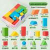 Colored Wooden 3D Geometric Shapes for Primary School Math: Cube, Cylinder, Rectangular Prism Building Blocks