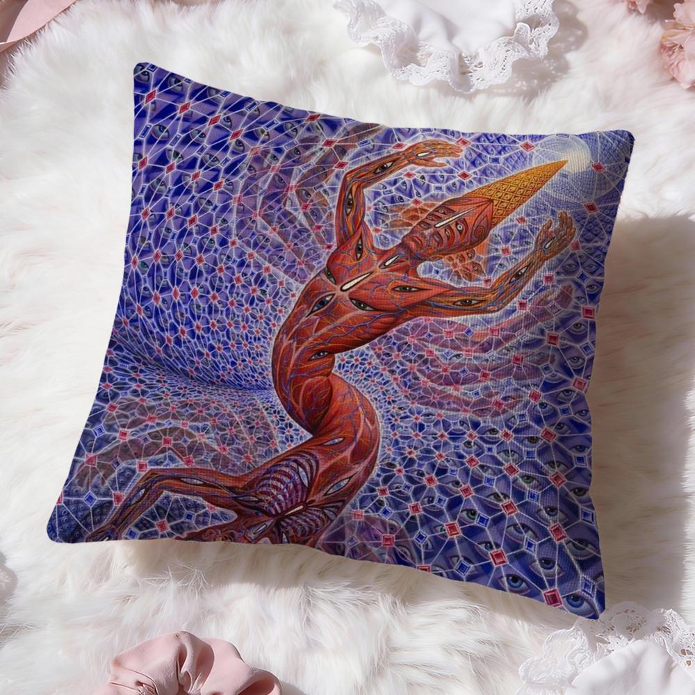 Alex Grey Trippy Psychedelic Cushion Cover Premium Comfort Reversible Pillow Cove -Two In One Design for Any Room & Car Interior
