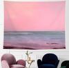 Pink Ocean Tapestry Beach Tapestry Pink Sea Sky Moon Tapestries Wall Hanging for Teen Girl Women Bedroom College Dorm Liv