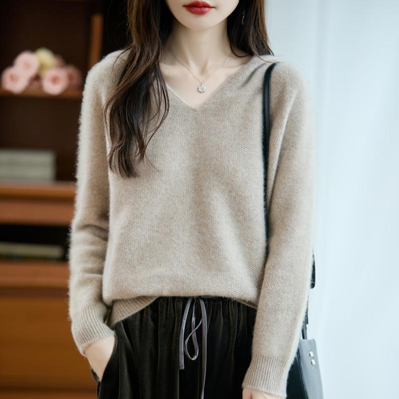 Women's cashmere sweater Qinghe cashmere 30% cashmere 70% wool autumn and winter pullover warm and fashionable