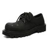 Men's Street Style Black Leather Shoes with 5CM Thick Sole Height Increasing Anti-Slip Platform Casual Daily Outdoor Wear Shoes