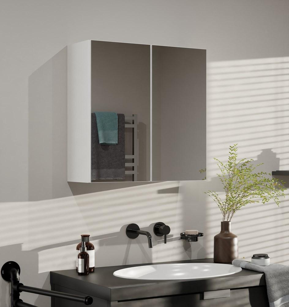 Pola Bathroom Cabinet 2 Doors Mirror White