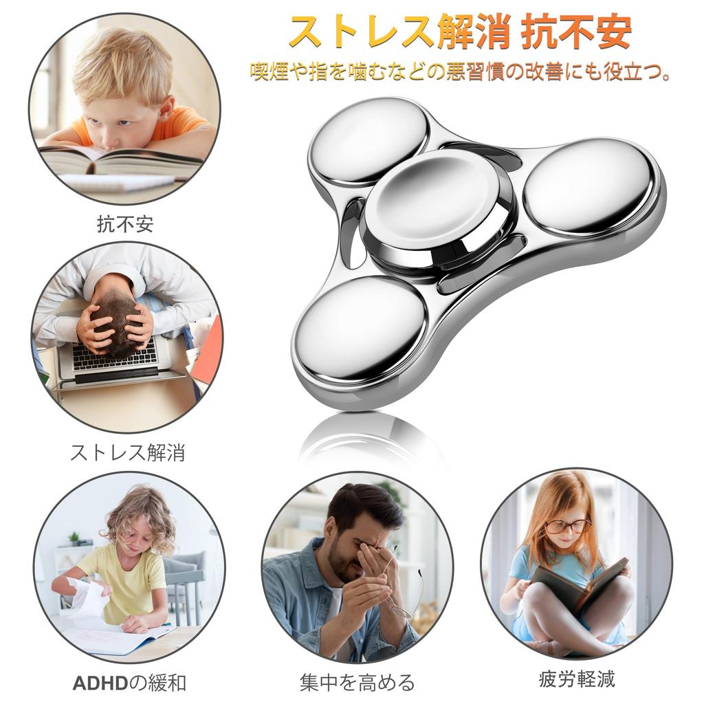VOFOLEN Hand Stress Premium Metal Hand Spinner with Stainless Steel Minutes of Quiet Fidget Stress Time Popular and Gift for Adults and Silver