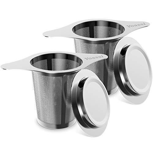 Yoassi Infuseur À Thé, Passe-Thés À Manche En Acier Inoxydable À 2 Languettes Avec Couvercle Universel Pour Théière, Mug, Tasse, B
