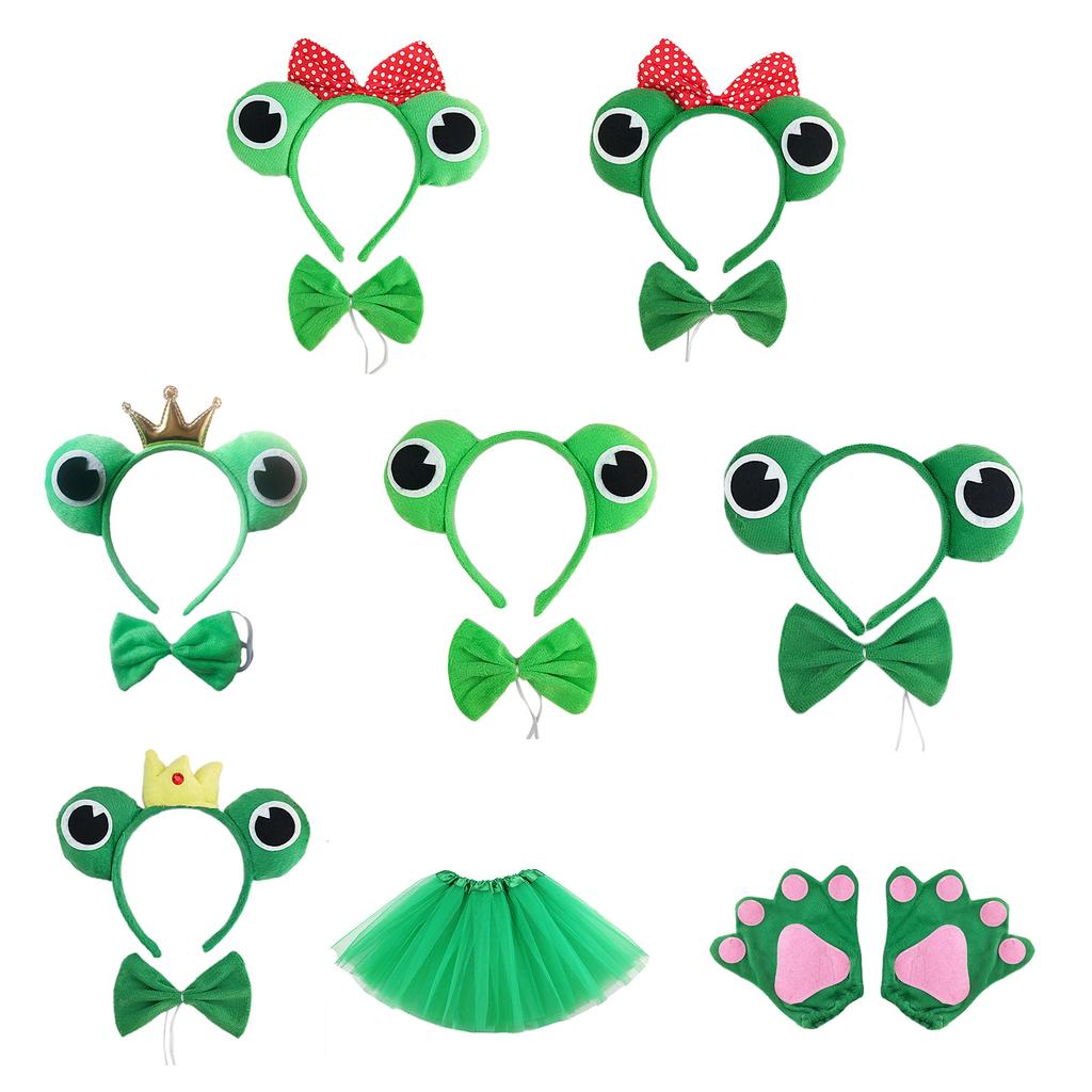 Cartoon Headbands Frog Hair Hoop Prince Bowtie Halloween Hairband Princess Cartoon Headwear Bowtie Set