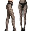 Breathable Nylon Fishnet Pantyhose For Women Four Leaf Pattern Rhinestones Accent High Waist Sheer Mesh Tights Stockings