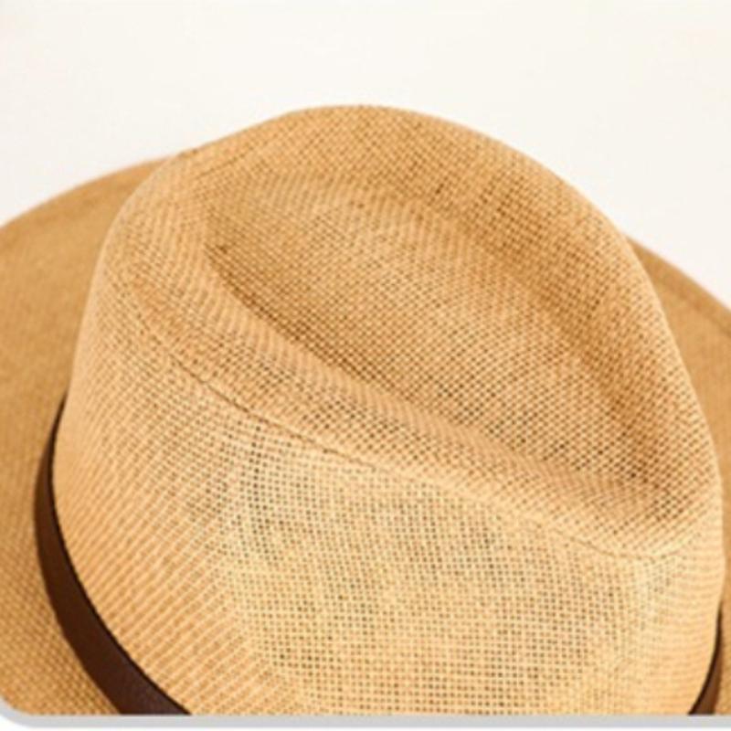 Spring Summer New Panama Straw Hat Fashion British Style Sun Protection Hat For Men Belted Paper Straw Beach Cap For Women