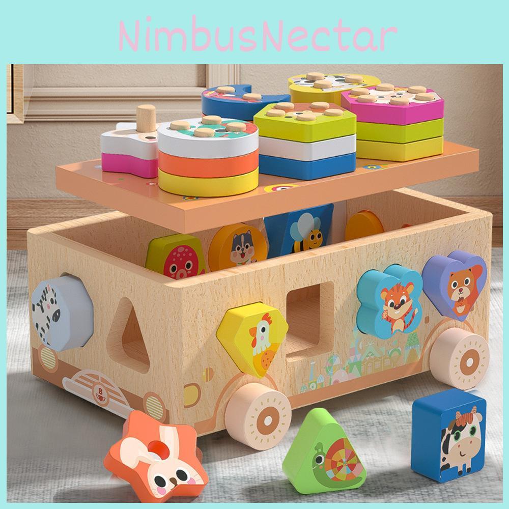 Animal Wooden Montessori Dessert Truck Building Blocks Kids Educational Toys