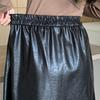 DIMANAF 2025 New Autumn Plus Size Long Women PU Skirts Elastic Waist Oversize Lady Elegant High Waist Skirts Solid