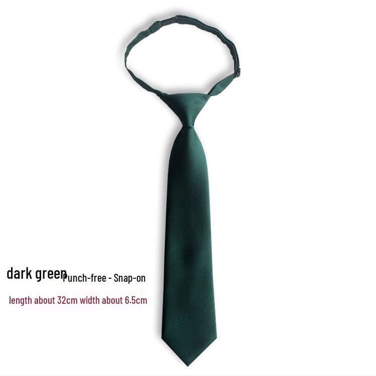 Korean Style No-Tie Lazy Insert Buckle Short Solid Color Tie for Girls - Black, Wine Red, Dark Green