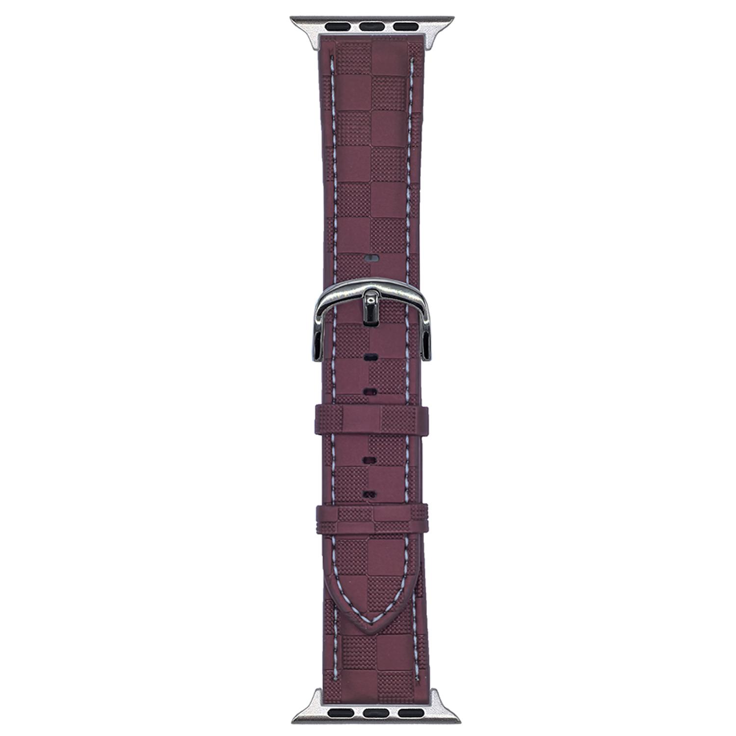 

Watch Band for Apple Watch Series 10 9 8 7 SE 6 5 4 3 2 1 42mm 41mm 40mm 38mm Plaid Texture Adjustable Leather Wrist Strap Wine Red