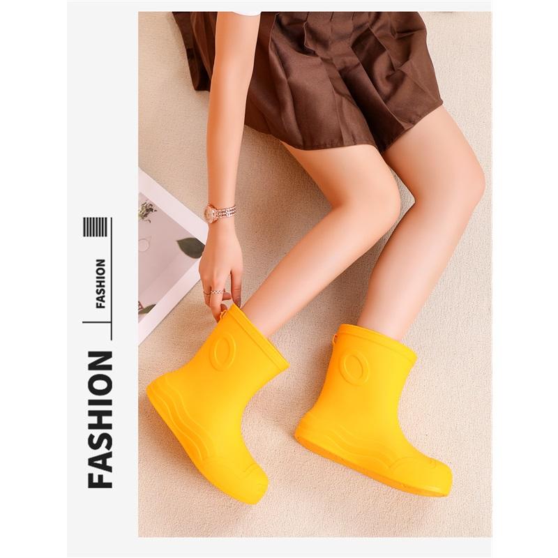 Women's Fashionable And Casual Anti Slip Waterproof Midsole Rain Shoes Rubber Shoes