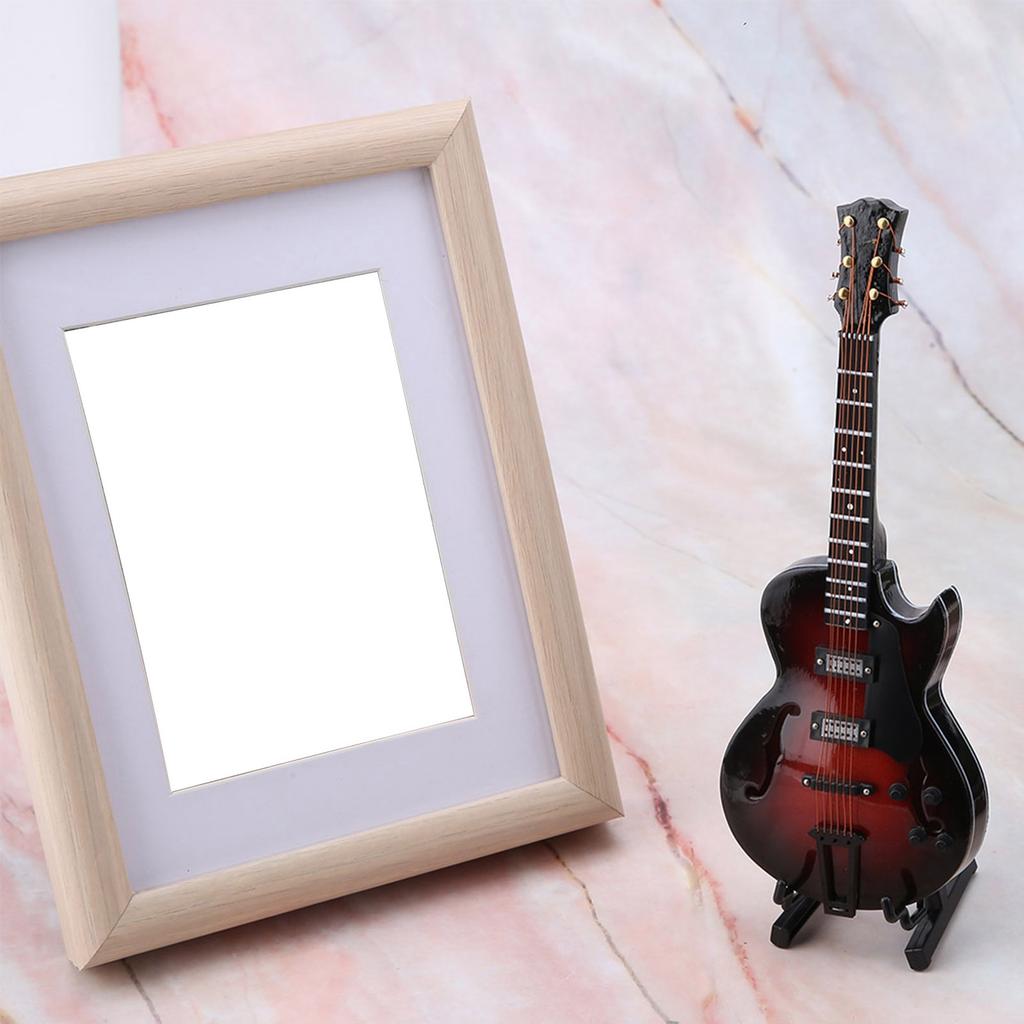 Klassische Miniatur-Gitarren-Replik mit Ständer und Koffer Instrumentenmodell-Ornamente Weihnachtsgeschenk
