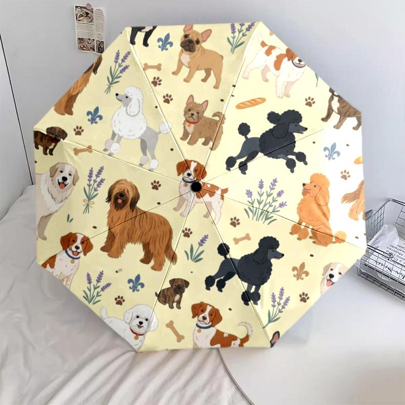 1 PC Automatic Folding Umbrella - Cute Dog Pattern, Portable & Foldable Design with 8 Ribs, Christmas Birthday Gifts