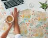 Protective Desk Pad with Retro Floral Print 120x60 cm