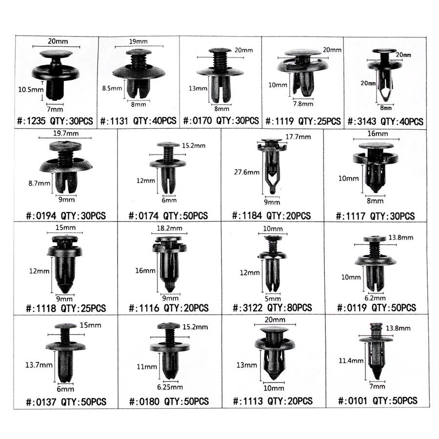 NEW 640PCS Boxed Mixed Car Door Bumper Panel Fender Retainer Push Rivet Fastener Clips With 30PCS Tool