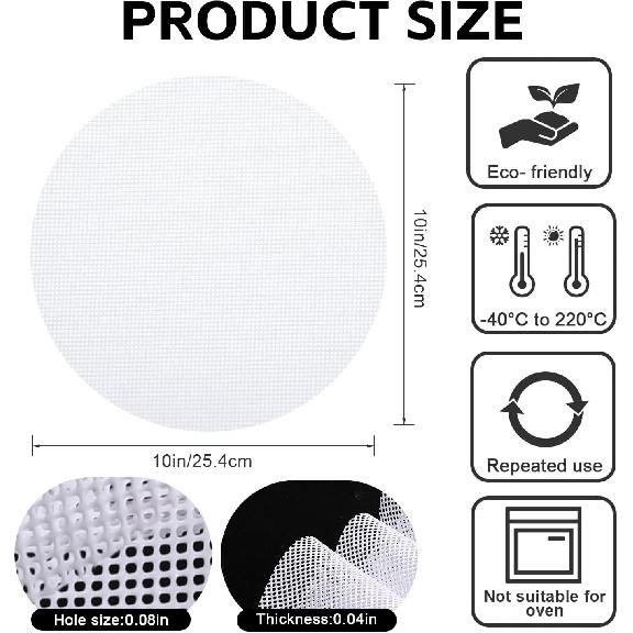 10 Pcs 10 inch Non-stick Silicone Steamer Mesh Mat, Reble Bamboo Steamer Liner Pad, Round Silicone Steamer Liners, Dim Sum Mesh Round Dumplings Buns