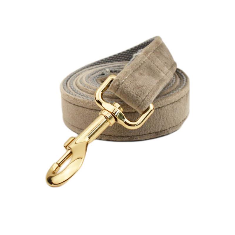 Light grey Velvet Dog Collar And Leash Set For Dogs Custom Engraved Nameplate Pet Supplies Dog Leash Velvet 12