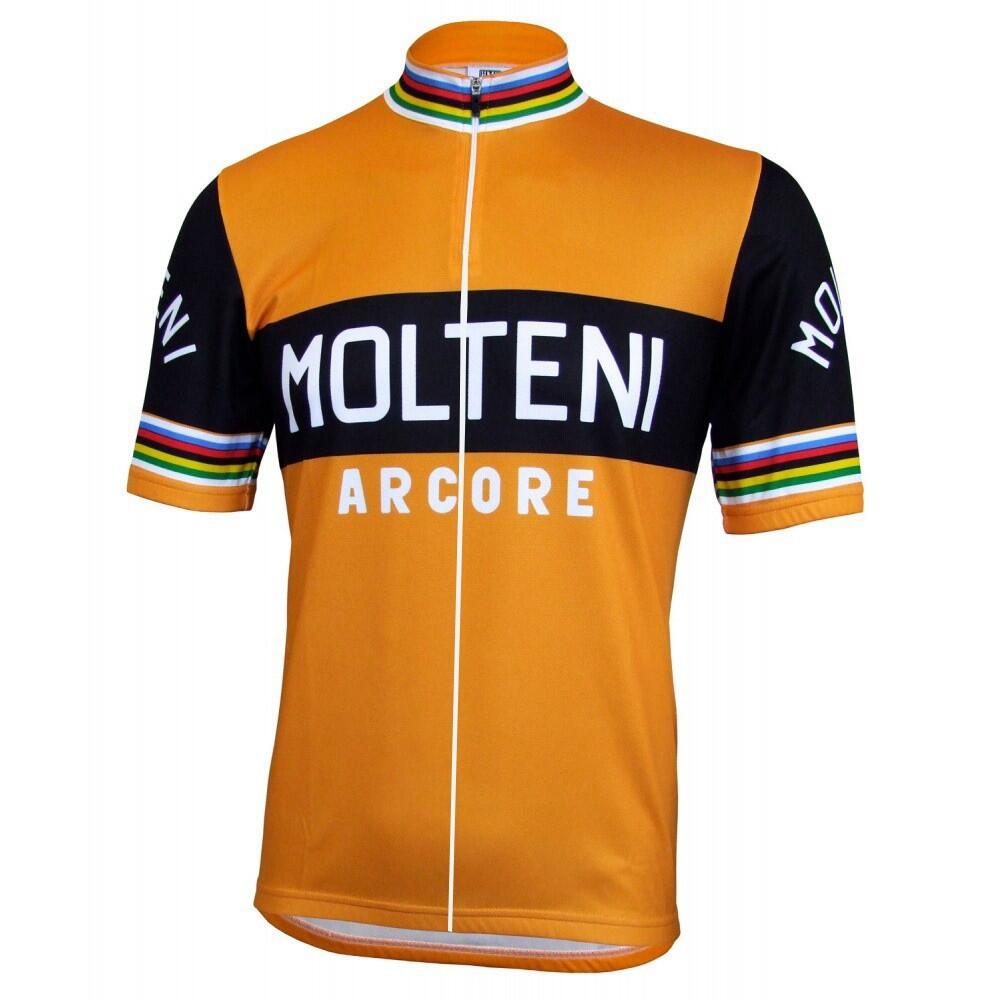 NEU 4 Stil Schwarz/Orange MOLTENI Radtrikot Top Kurzarm Straße Retro Fahrradbekleidung MTB Bike Wear VOLLER REISSVERSCHLUSS