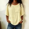 Women's Color Neck Short Sleeve T-Shirt for Casual Wear
