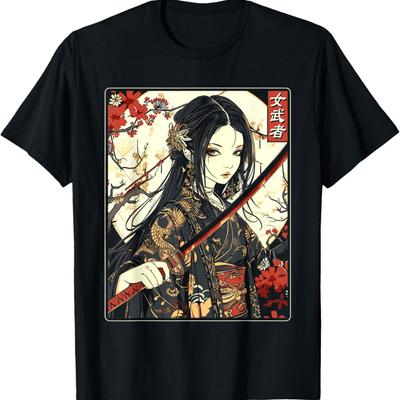 T-shirt représentant une femme samouraï gothique armée d'un katana(11)