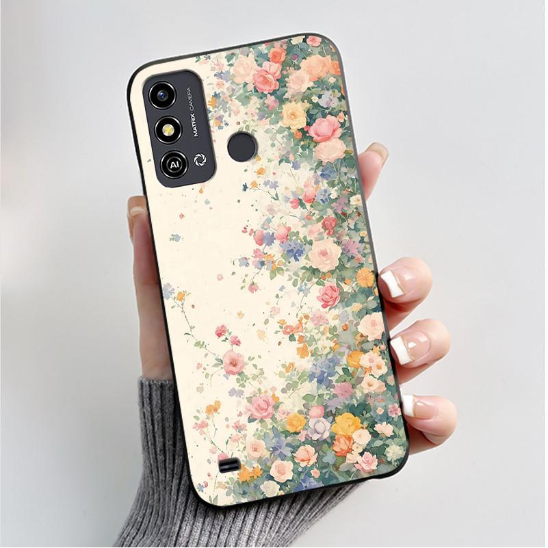 Case For ZTE Blade A53 BladeA53 Pro Casing Luxury Fashion Butterfly Flowers Black Soft TPU Silicone Protective Cover Phone Shell