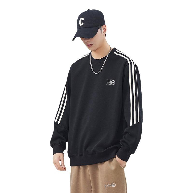 Американский тяжелый полосатый свитер с круглым вырезом для мужчин — фото 6