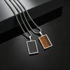Men's Geometric Natural Stone Pendant Necklace, Vintage Square Tiger Eye Collar Necklace, Fashion Casual Jewelry for Men