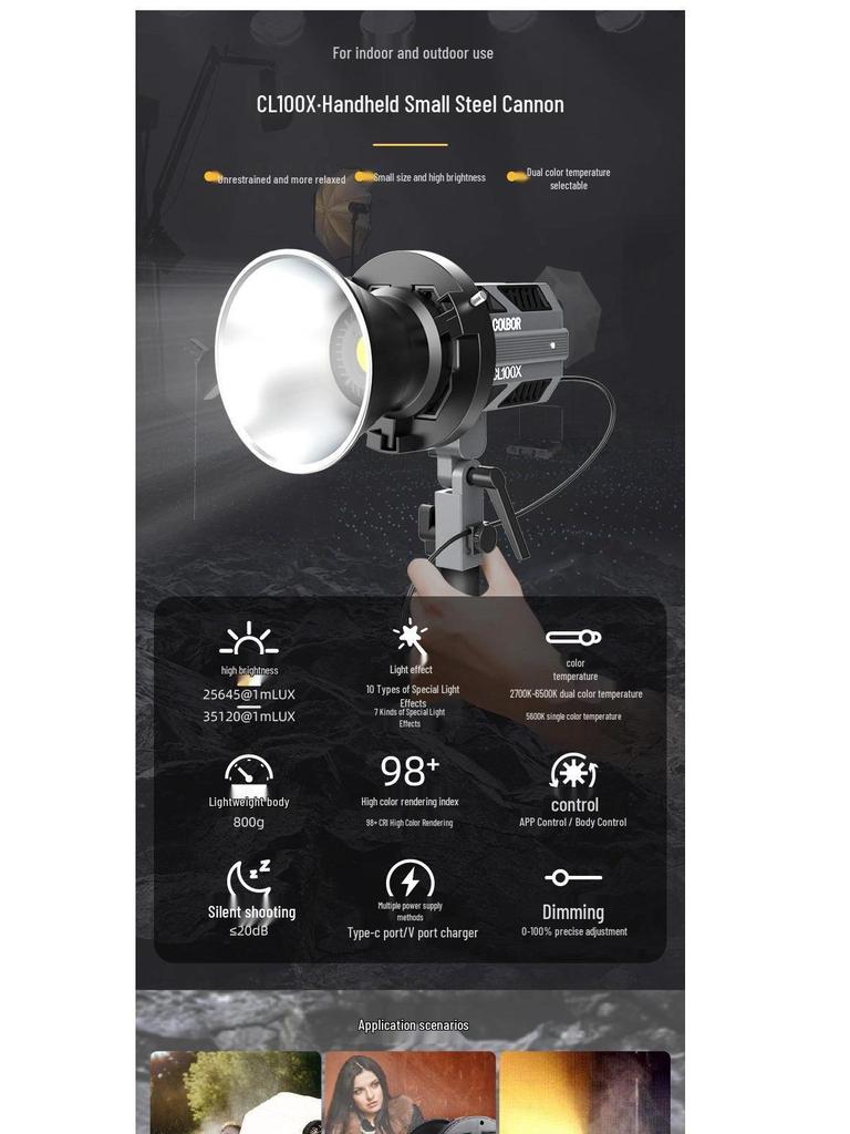 8Colbor CL100X Bi-Color LED Photography Light for Studio Video