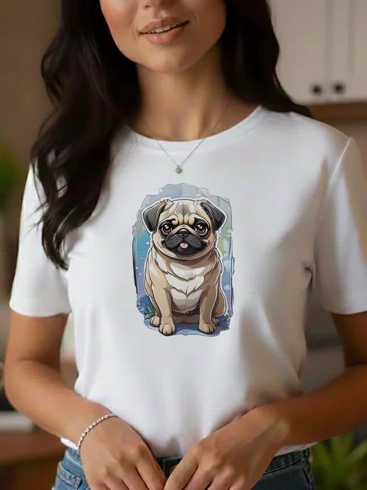 T-shirt with a Pug for summer S