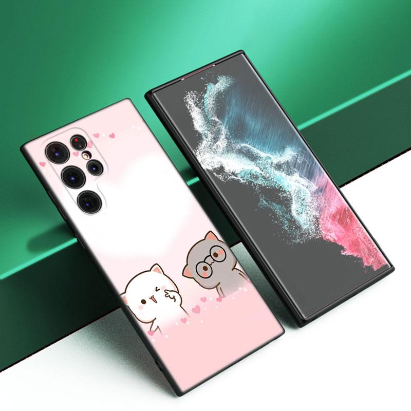 Lustige Cartoon Katze Schwarze Silikon Handyhülle Für Samsung Galaxy S23 S21 S20 FE S24 S22 Ultra S10E S10 S9 S8 Plus