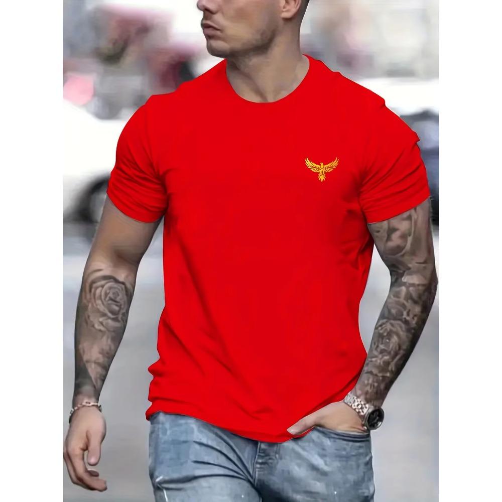 

Summer Men s Casual Loose Large Eagle Pattern Print Round Neck Short Sleeve T-shirt Top Fashion Streetwear Oversized XXXXXL красный