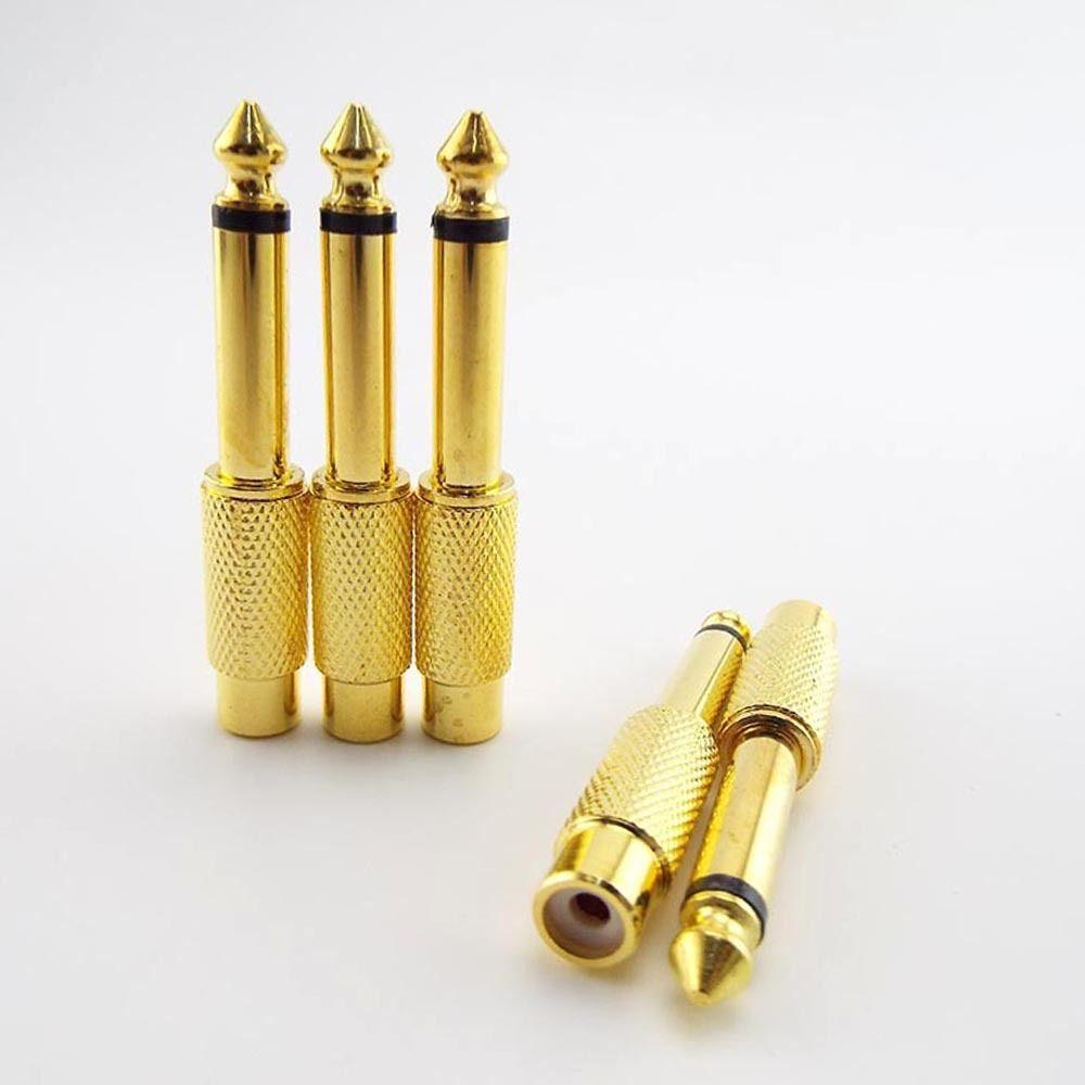 10Pcs Mono TS Plug Design 1/4" Mono TS Male Connector Gold-Plated Audio Adapter  DIY Audio Equipment