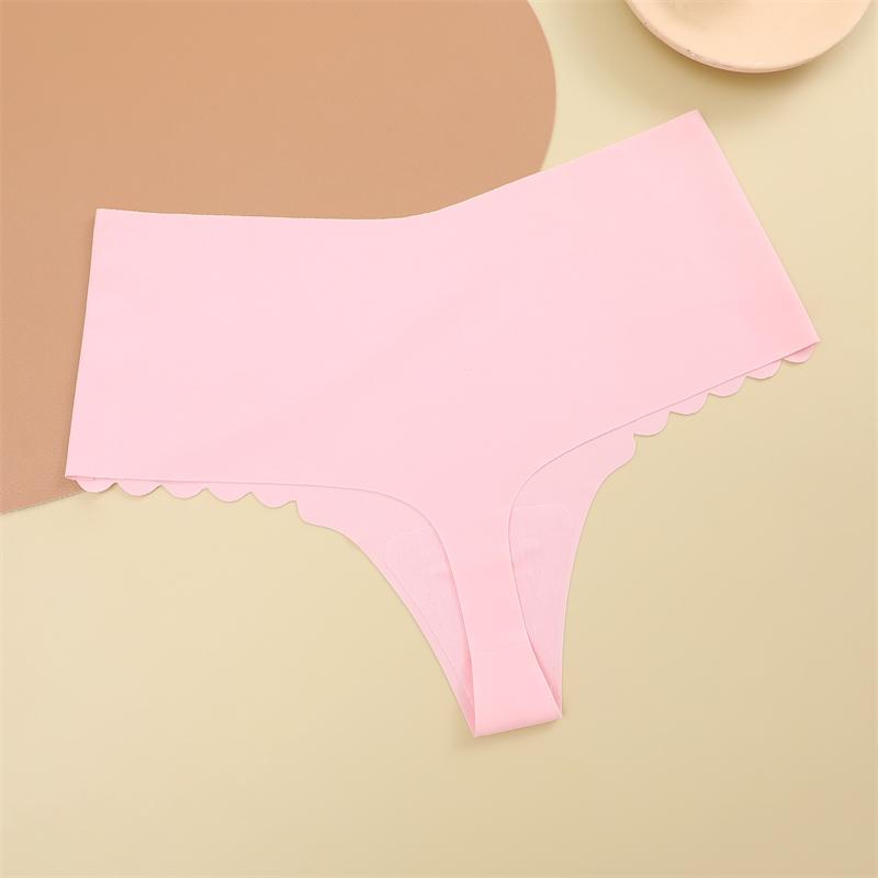 FINETOO Nahtlose Rüschen Damen Höschen Sexy Ice Silk High Waist Tangas Weibliche Bequeme Stretch G-String Dessous S-XXL