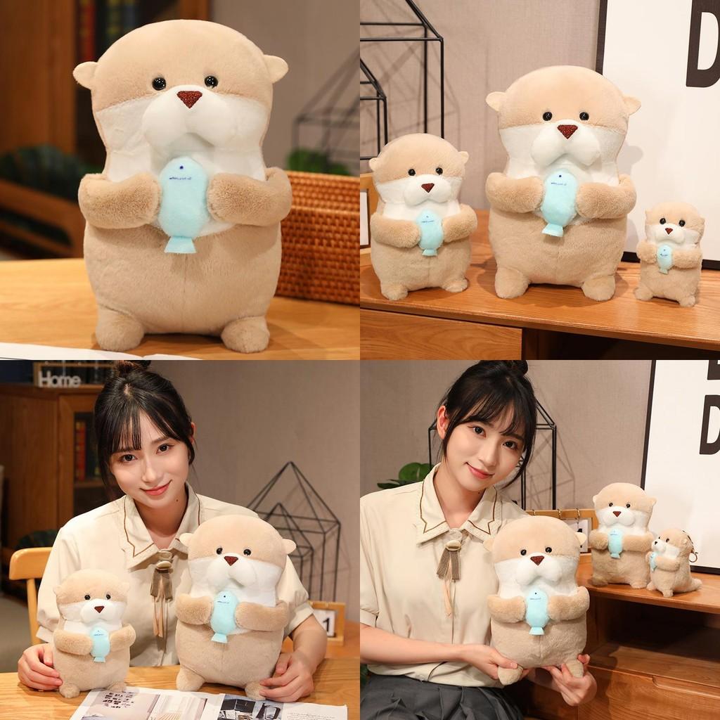 Plush Otter Toy Companion Animal Pillow Hug Fish Pendant Bedroom Decoration Gift