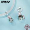 WOSTU 925 sterling silver Matryoshka Doll Charms mermaid Shell Pendant Perfume Bottle Angel Wing Beads Fit DIY Bracelet Necklace