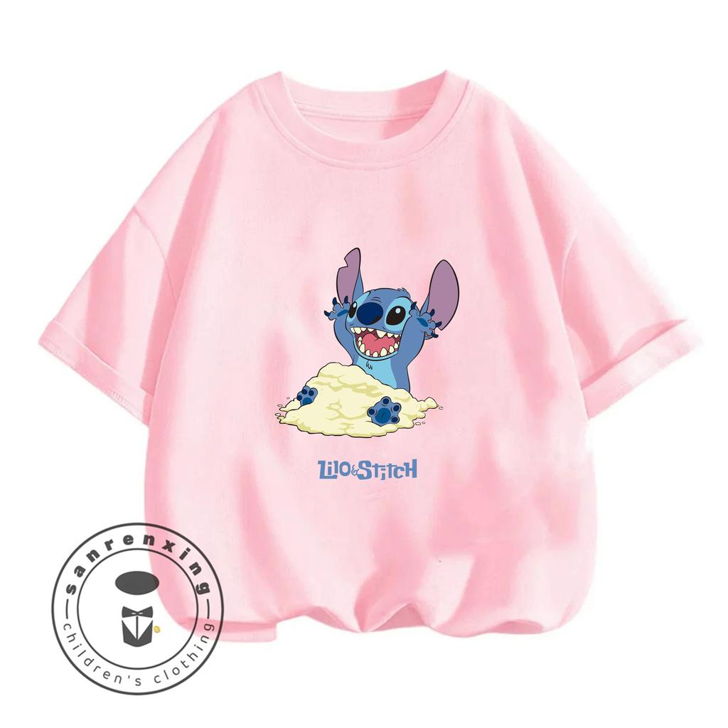 Stitch Cartoon Smiley Face 2026 Summer Casual Top for Boys and Teenagers