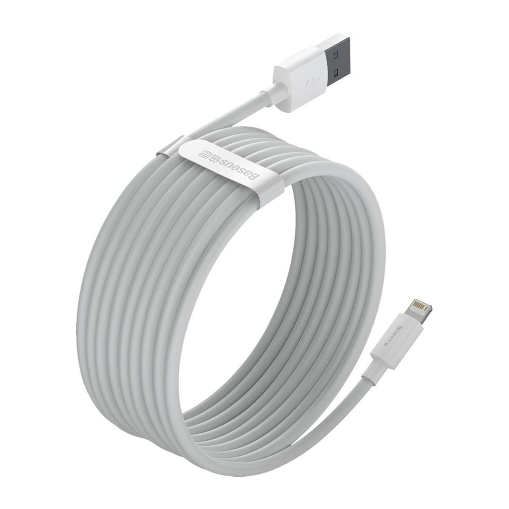 Kabel Usb Do Lightning Baseus Simple Wisdom, 2.4A, 1.5M (Biały) 2Szt.
