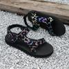 2024 Spring/Summer Plus Size Lightweight Leopard Print Women's Roman Sandals: Casual, Comfortable, Versatile, Flat Outdoor Footwear