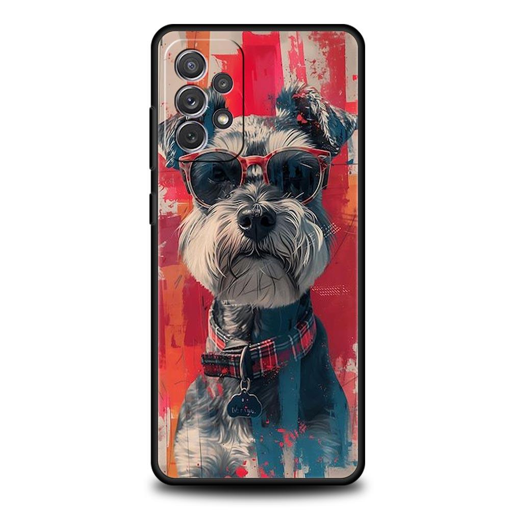 Cartoon Schnauzer Dog Phone Case for Samsung A51 A71 A21S A12 A11 A15 A25 A31 A41 A23 A33 A53 A73 A03S A05S A13 5G A35 A55 Cover