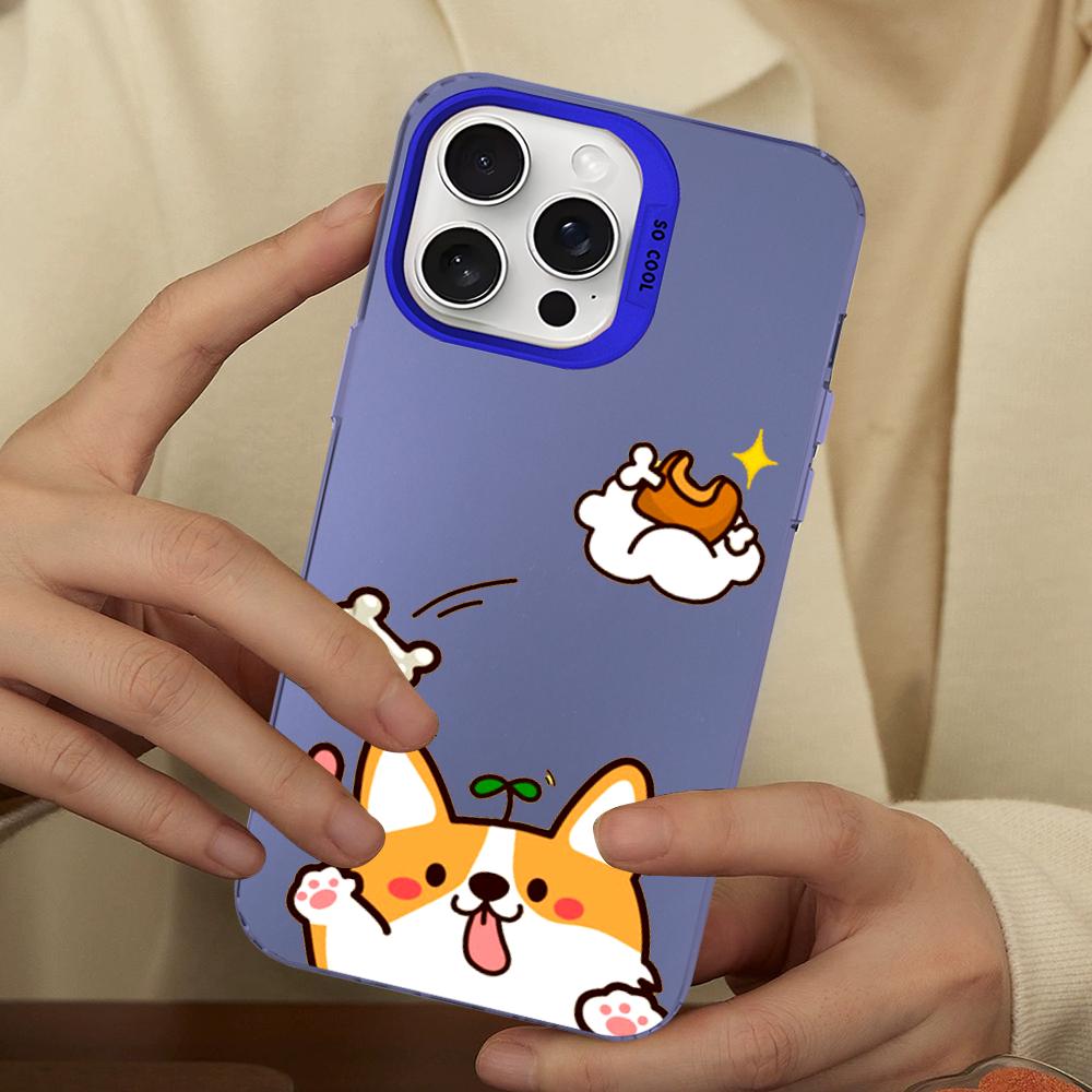Funny Cute Dog Corgi Phone Case For IPhone 16 15 14 13 12 11 Pro Max X XR XSMAX 8 7 Plus Matte Shockproof Back Cover