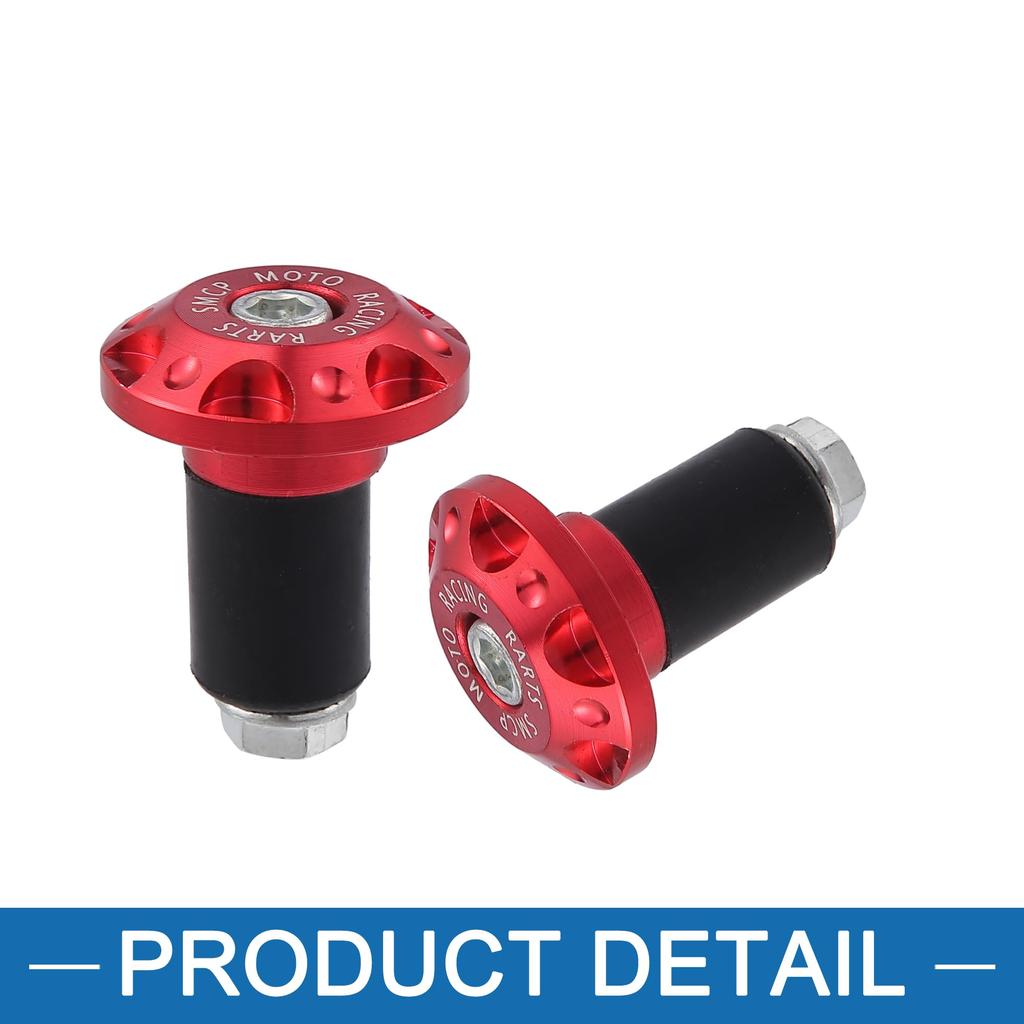 A ABSOPRO Motorcycle Hand Grip 7/8" 22mm Handlebar End Slider Cap Plug Aluminum Alloy Red (Set of 2)