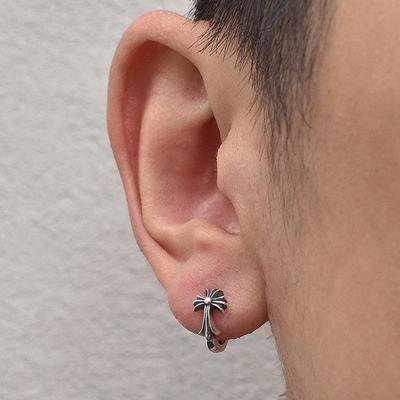 S925 Gümüş Kaplama Retro Haç Küpeler - Unisex Hip-Hop Sokak Stili Kulak Klipsleri