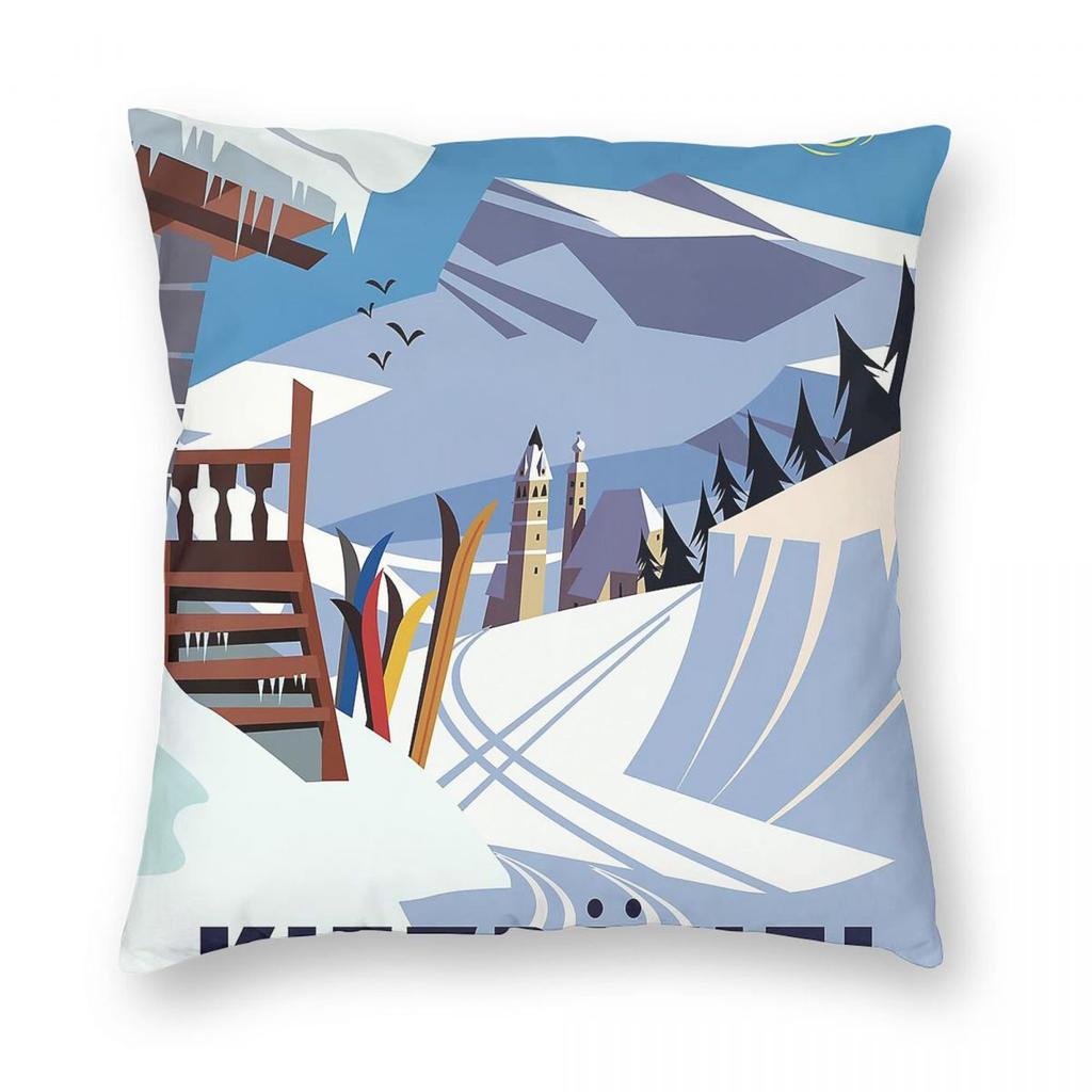 Kitzbuhel Ski Pillowcase Polyester Linen Velvet Pattern Zip Decorative Throw Pillow Case Sofa Seater Cushion Cover