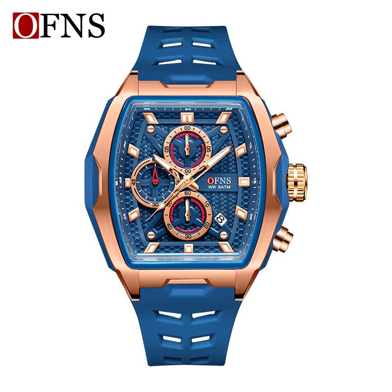 Oufanni Sportive Quartz Chronograph: Stylish Tonneau Men's Watch for Students with Multifunctional Design