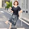 Summer Temperament Lace-Up T-Shirt & Versatile Skirt Set for Middle-Aged Women