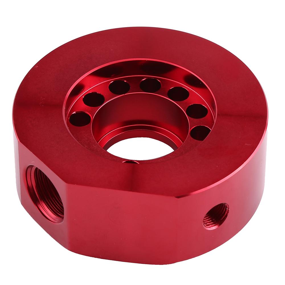 Car Engine Oil Supply Oil Filter Sandwich Plate Cooler Adapter Kit for Honda Acura LS B20 Red